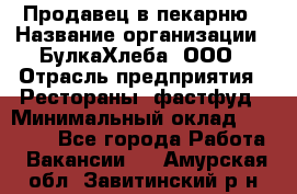 Продавец в пекарню › Название организации ­ БулкаХлеба, ООО › Отрасль предприятия ­ Рестораны, фастфуд › Минимальный оклад ­ 28 000 - Все города Работа » Вакансии   . Амурская обл.,Завитинский р-н